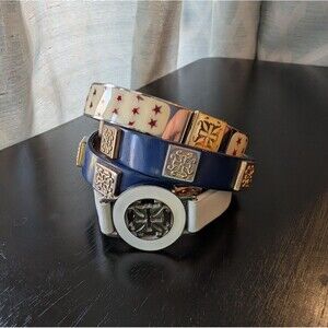 Rustic Cuff Patriotic Red Star, White and Blue Bracelet Set